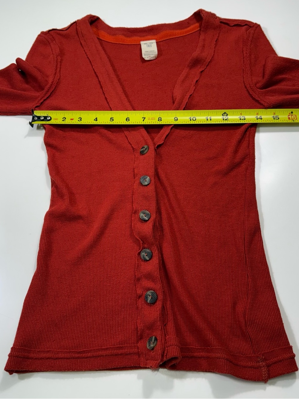 We The Free Ribbed Button-Front Long Sleeve Top in Rust - Picture 4 of 8